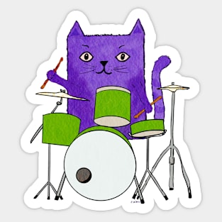 Drummer Kitty Sticker